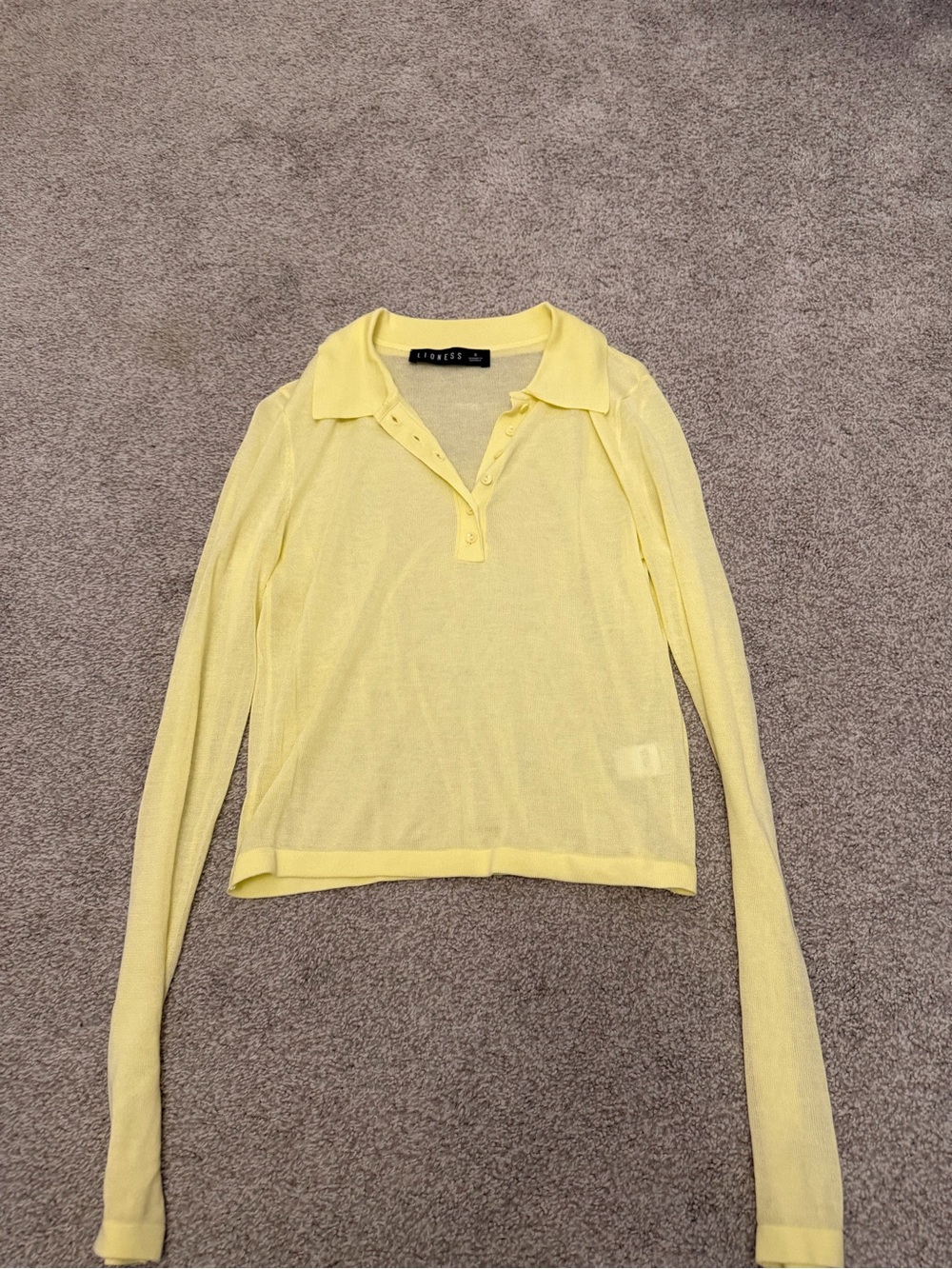 Lioness Pale Yellow Long-Sleeve Polo Sweater